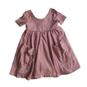 Remie Girl Red Candy Striped Twirl Dress